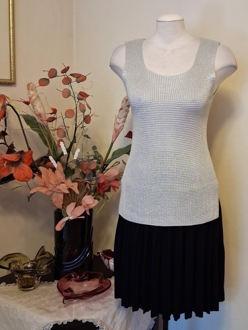 High Quality Summer Knitwear Tank Top Stretchy Silver Camisole 14 - Picture 5 of 10